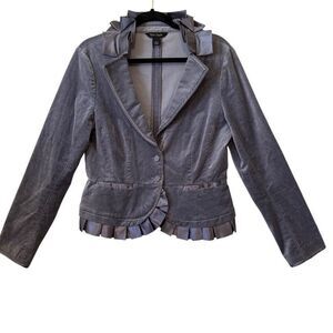 White House Black Market Silver Velvet/Satin Jacket Sz 8 Victorian, Castlecore